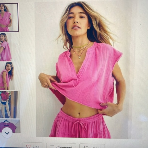 Aerie Pool To Party Cropped Shirt - Picture 2 of 6